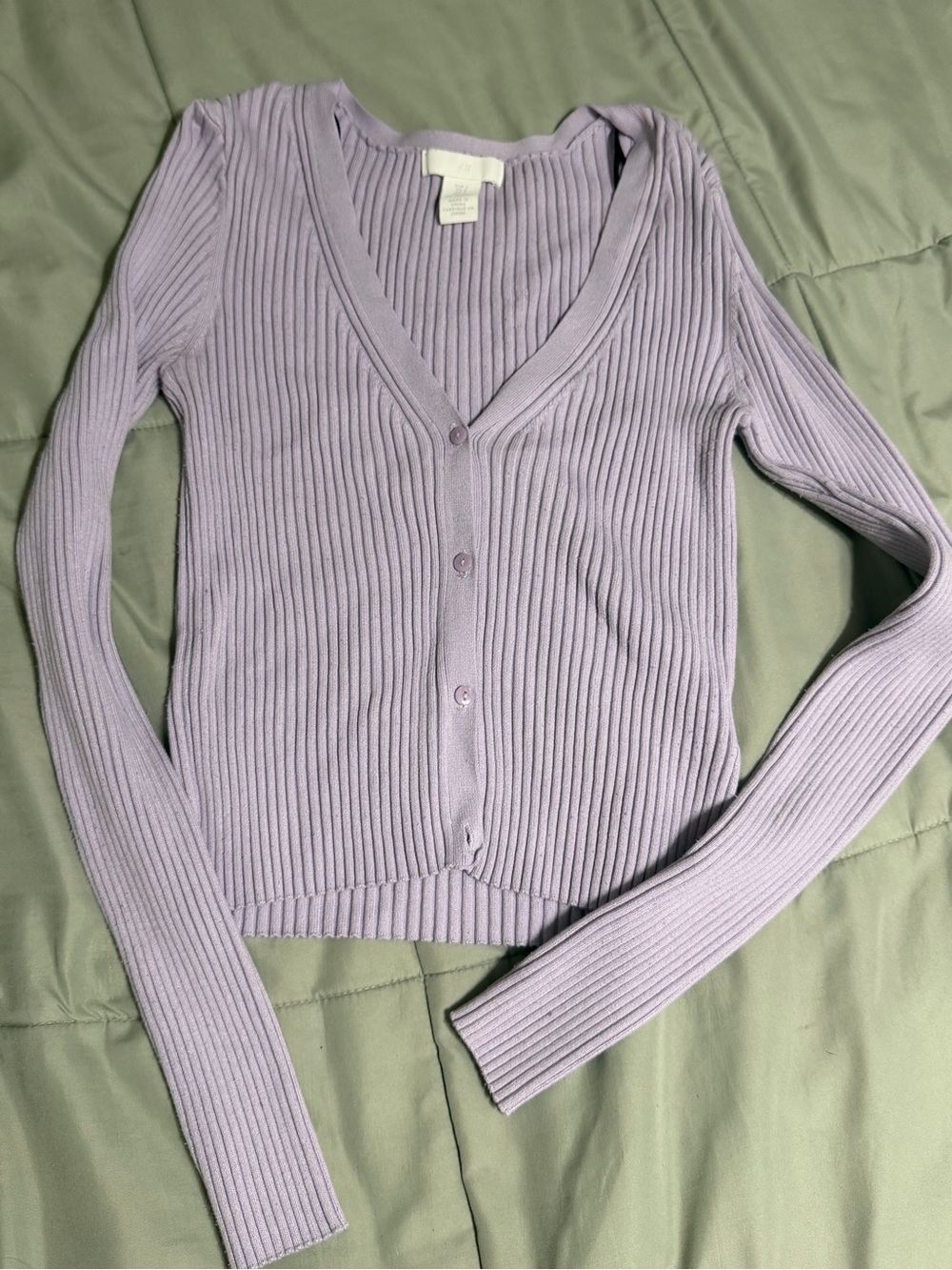 Lilac V-Neck Button Cardigan